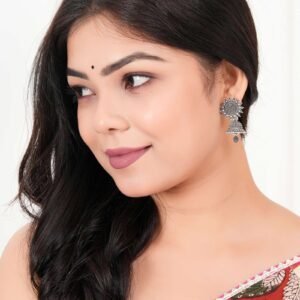 Earrings for Women Traditional Silver AZ838-OXidised Jhumka Set | German Silver Chand Baliyan & Jhumkas Earrings | Birthday & Anniversary Gift