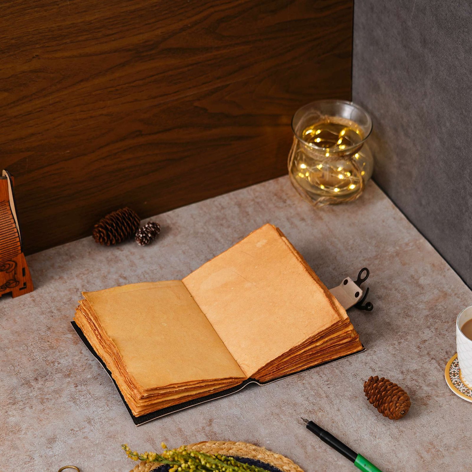 Vintage Handmade Genuine Leather Diary Journal | Premium Antique String Closure | 200 Handmade Unruled Pages DIARY-06 - Image 2