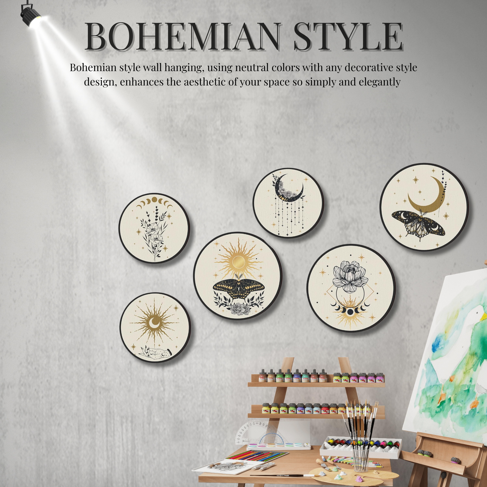 5 PCS Circle Wall Painting - Image 2