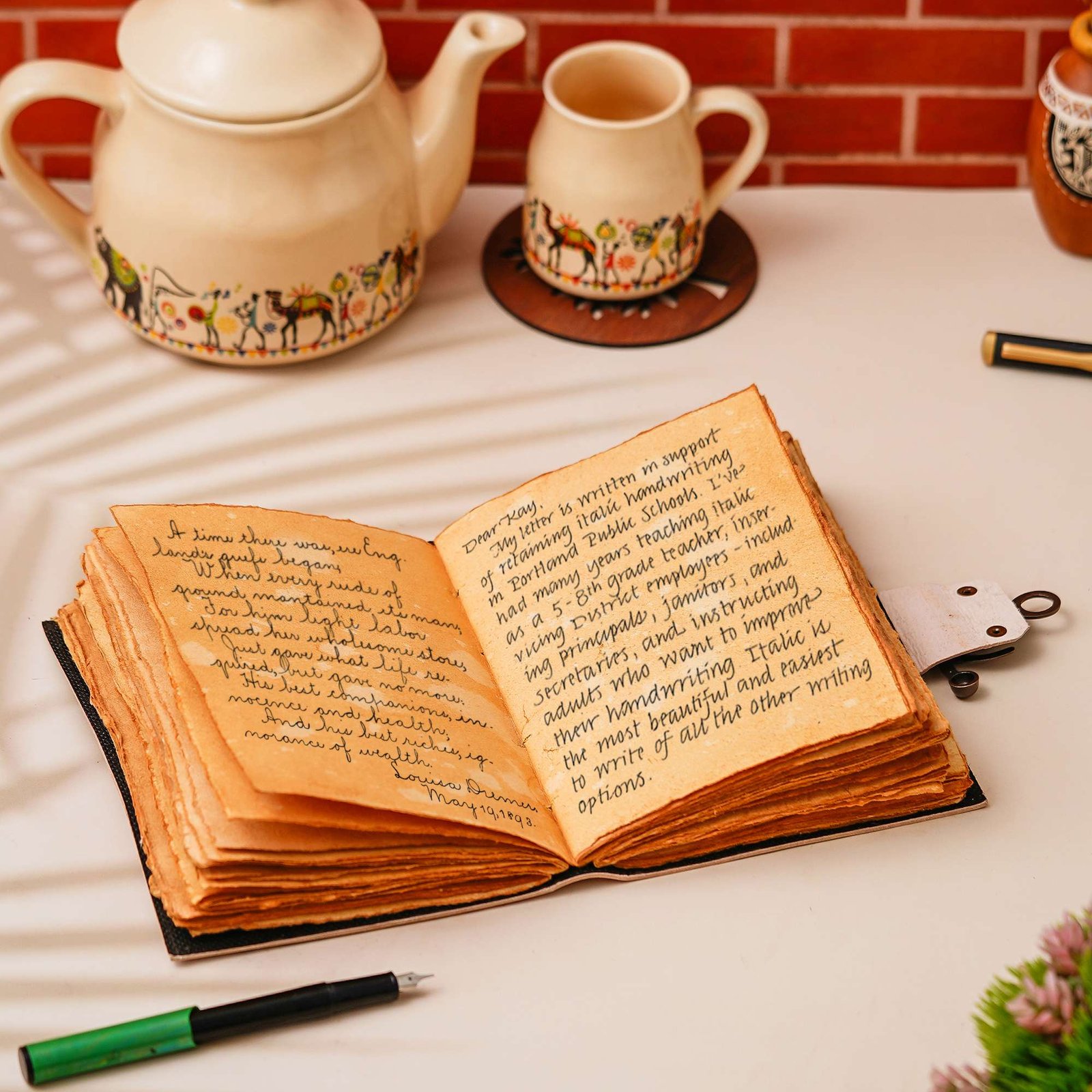 Vintage Handmade Genuine Leather Diary Journal | Premium Antique String Closure | 200 Handmade Unruled Pages DIARY-15 - Image 3